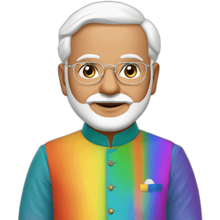 Narendar Modi in an rainbow kurta emoji