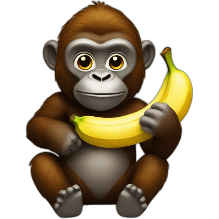 brown funny  Gorilla with banana emoji