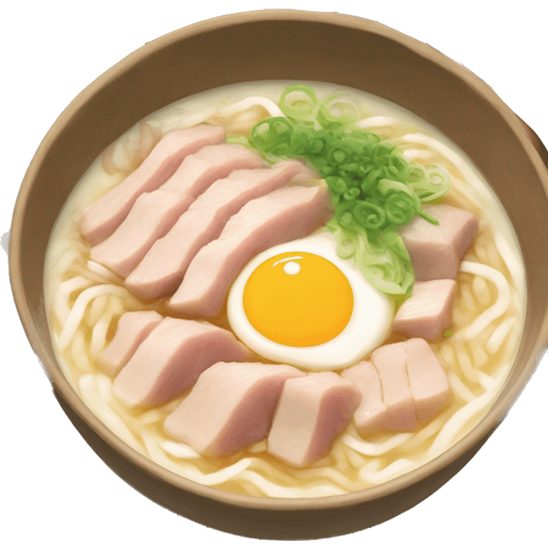 tonkotsu ramen with milky broth, pork and egg emoji