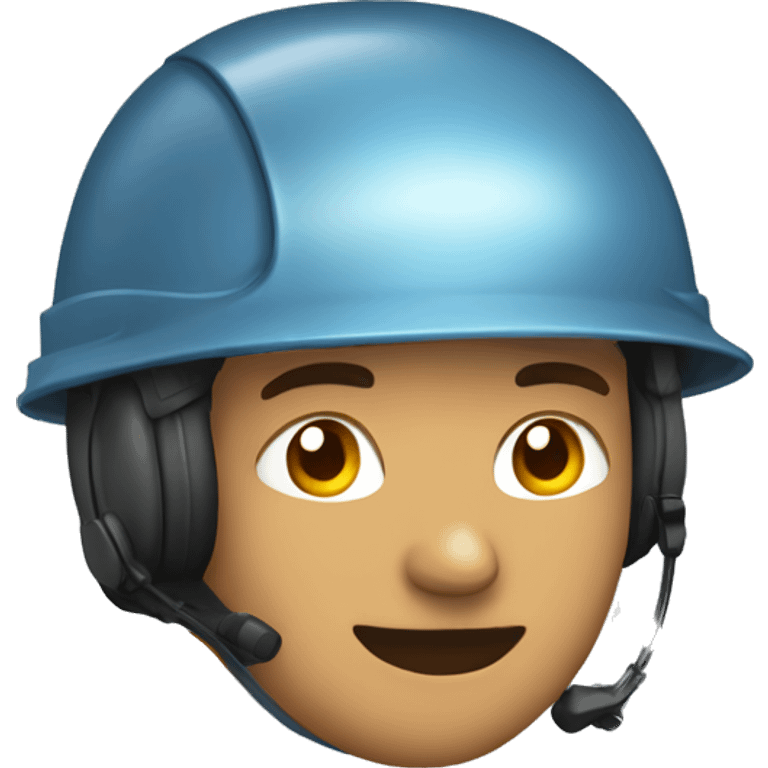 Youngman wearing , helmet safety and earplug emoji