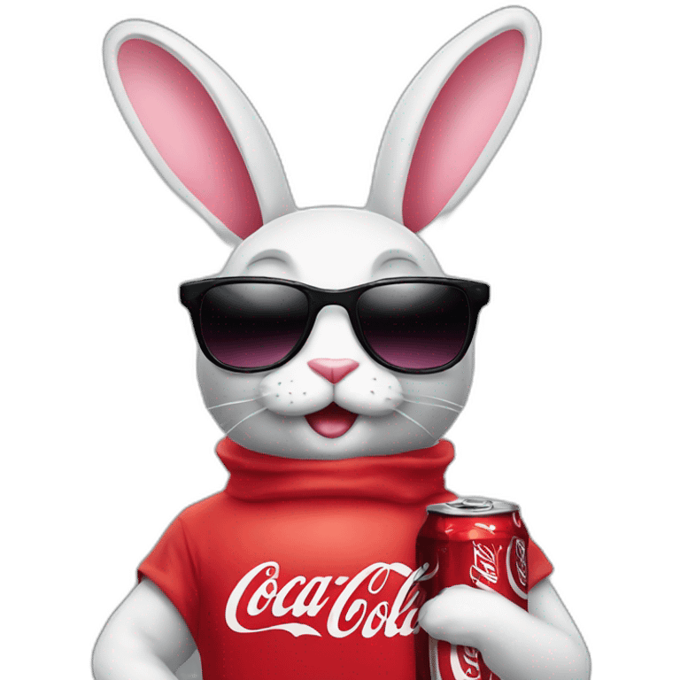 Humanoid bunny with sunglasses and coca cola emoji