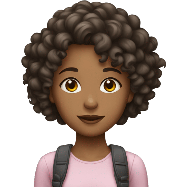 a girl with light black skin, curly hair, Brazilian emoji