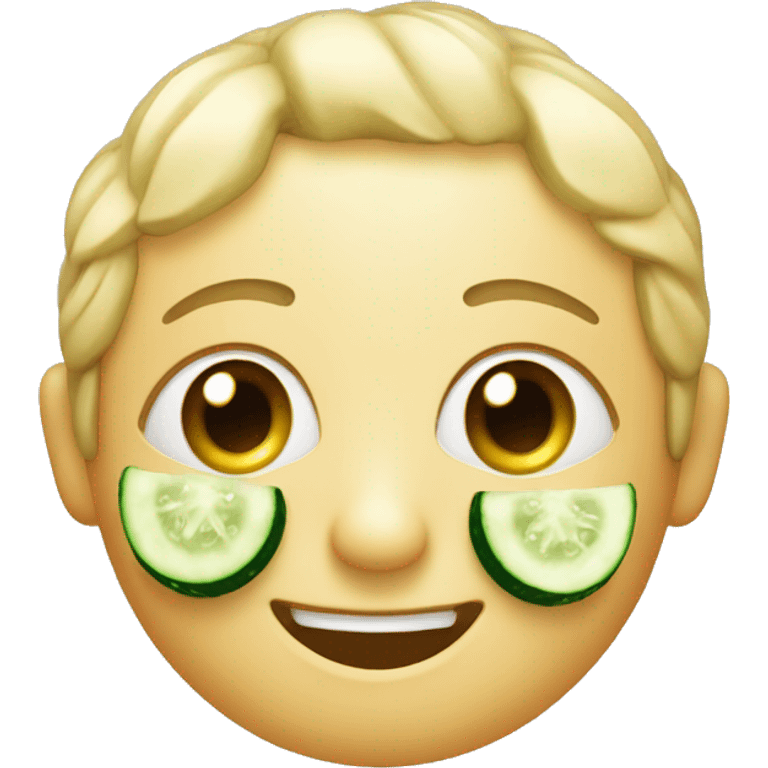 Happy face with cucumber on the eyes emoji