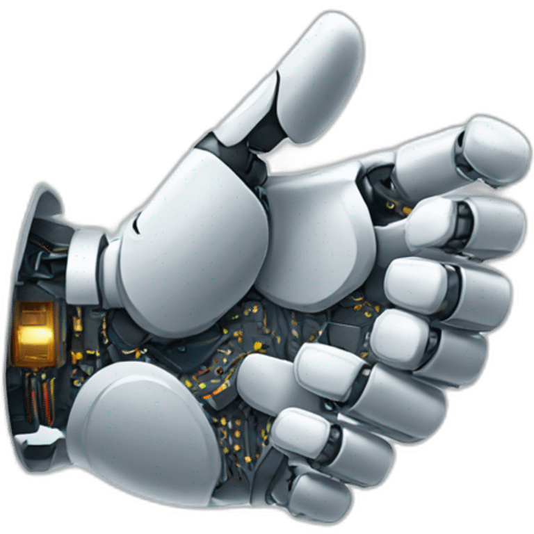 Human hand shaking robot hand emoji