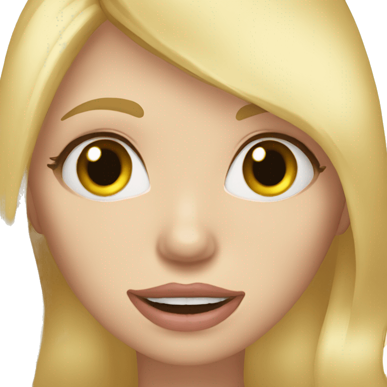 female human blonde hair, hazel eye, sticking tongue out emoji