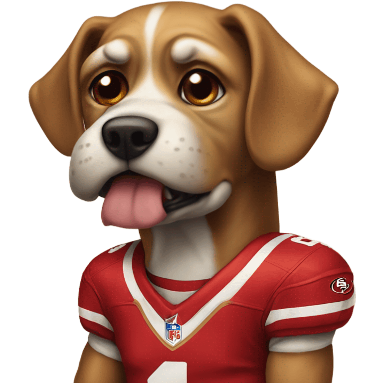 mean Dog in 49er jersey  emoji