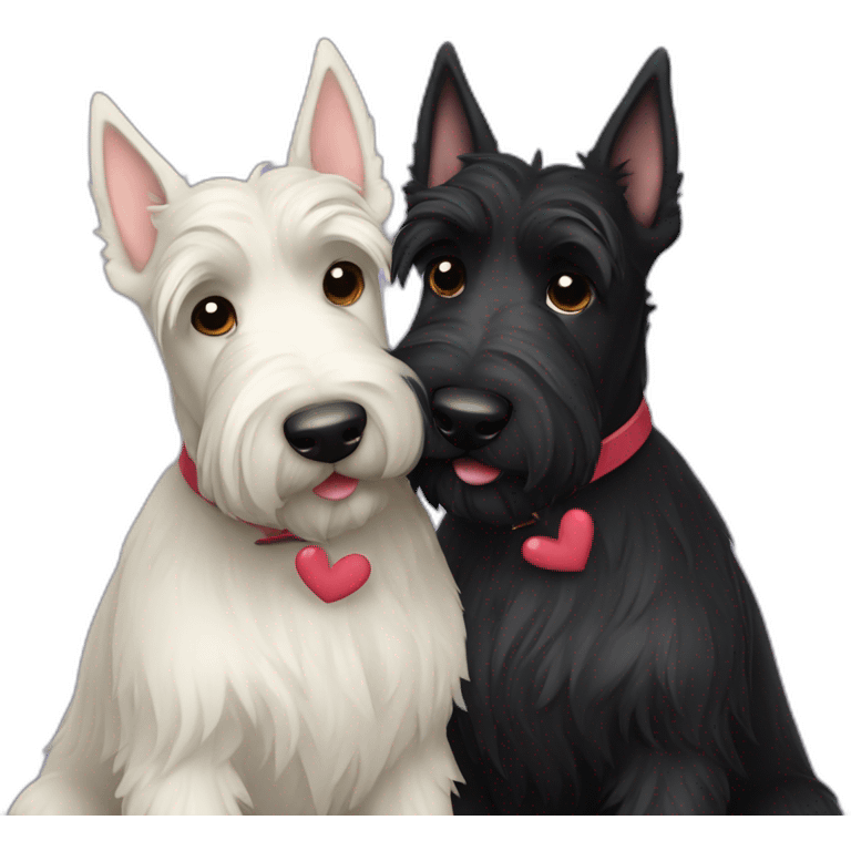 Two black Scottish terrier kissing emoji