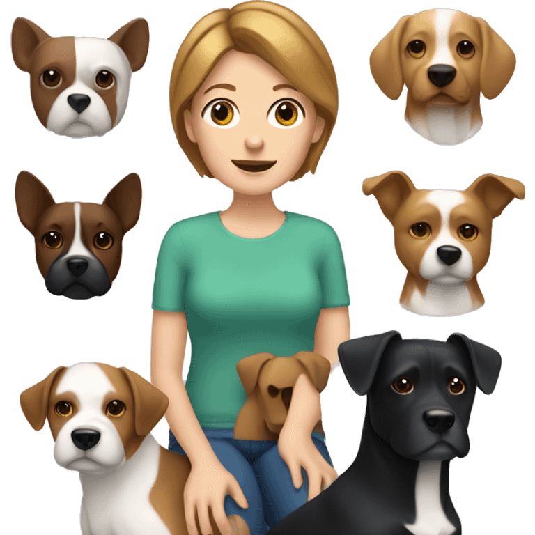 Blackberry fruit white woman with brown straigh short hair and 2 dogs emoji