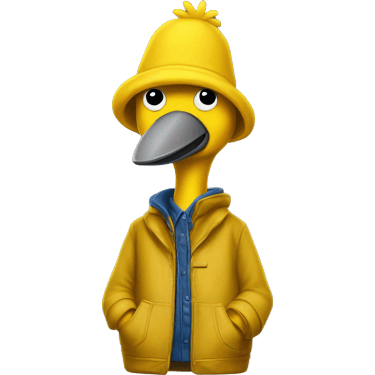 Thug-Life Gangster-style Hood-version of Big Bird:
A tall, bright yellow bird with a gentle personality and curious nature. Big Bird brings warmth and wonder, exploring the world with wide-eyed innocence and a heart of gold. emoji