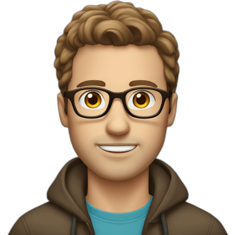 Icelandic guy, brown hair, has glasses, long face, emoji