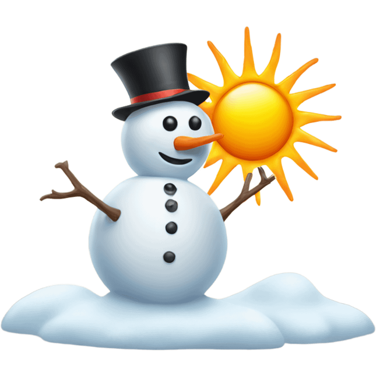 Snowman with hot sun  emoji