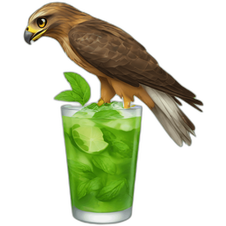 hawk drinking mojito emoji