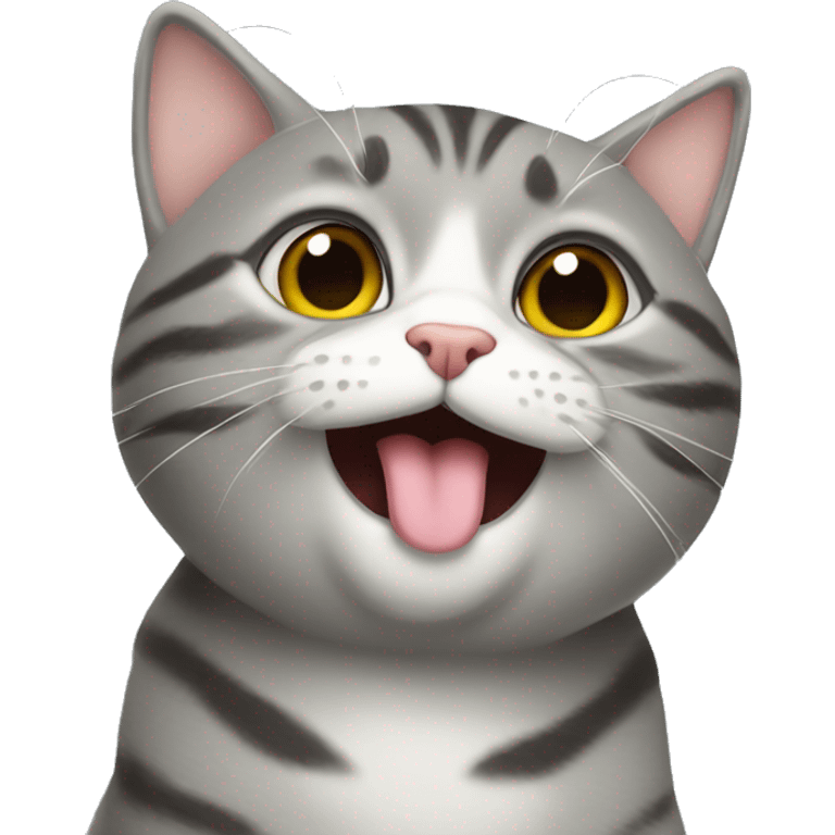 Grey tabby cat blowing a kiss emoji