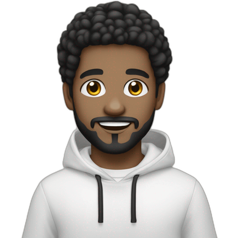 young-rapper-with hoop-white skin-black hair-beard-bichon dog-white-smile emoji