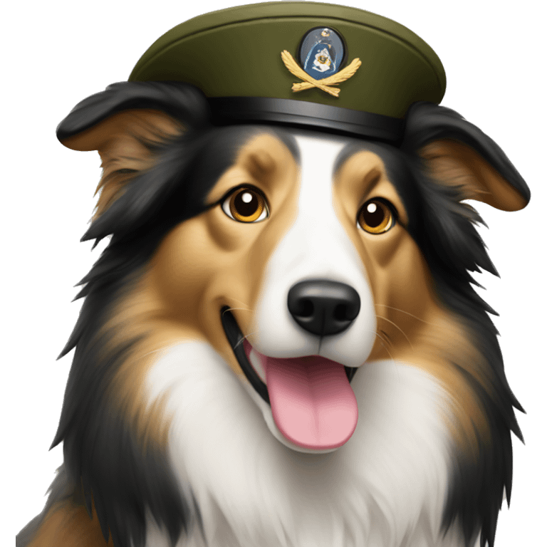 Collie with military hat emoji