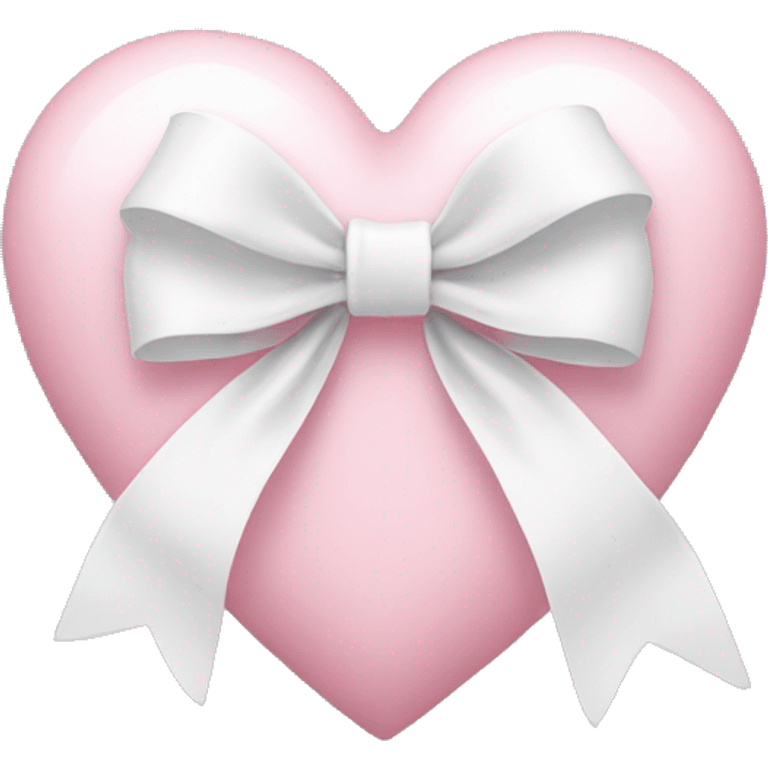 Pastel pink heart with white bow emoji