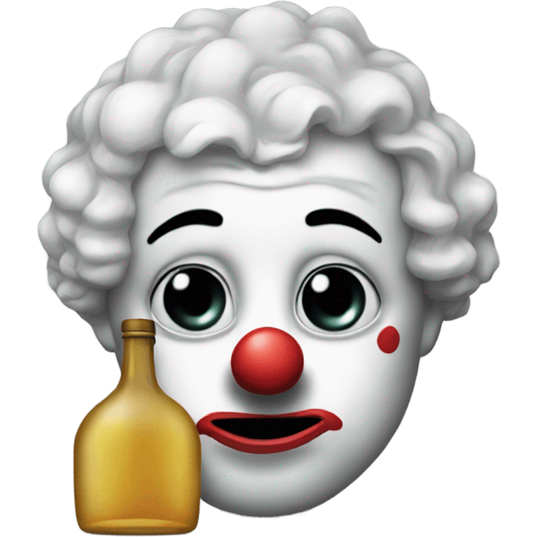 sad clown with bottle of vodka emoji