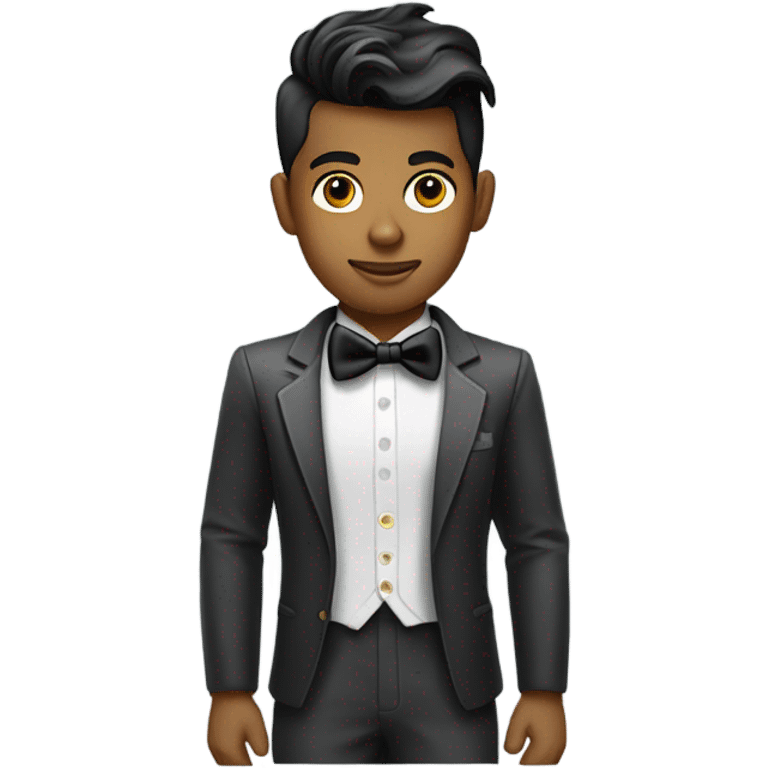 futuristic boy with bow tie and a pompadour haircut  emoji