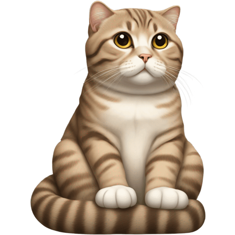 Tabby Scottish fold cat sitting like Buddha  emoji