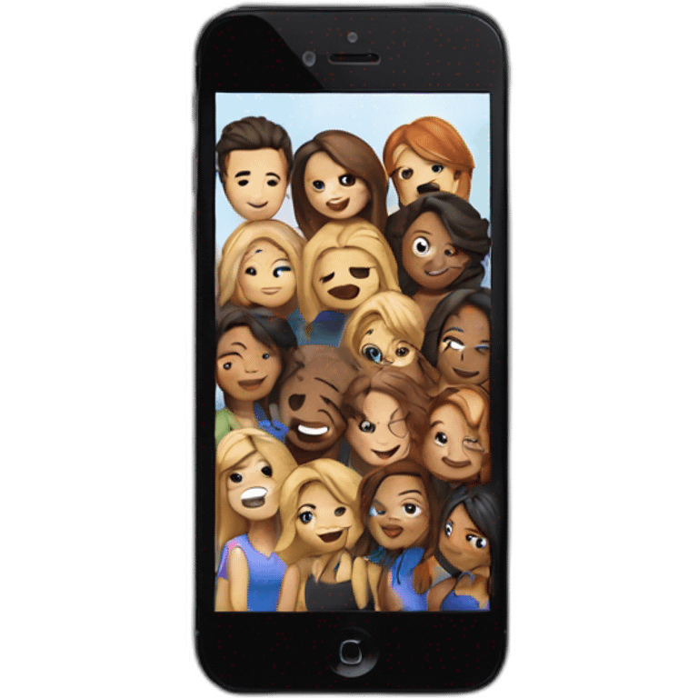 Imagine an emoji representing a group of friends gathered around an iPhone to play emoji