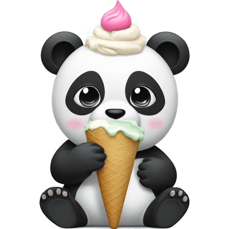 Panda eating ice cream emoji