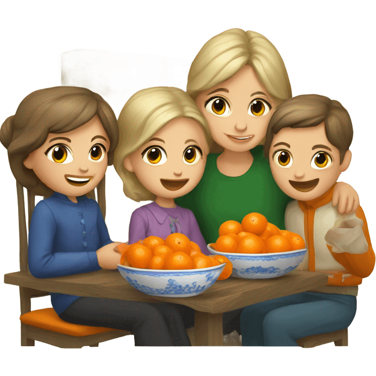 Russian family eating tangerines emoji