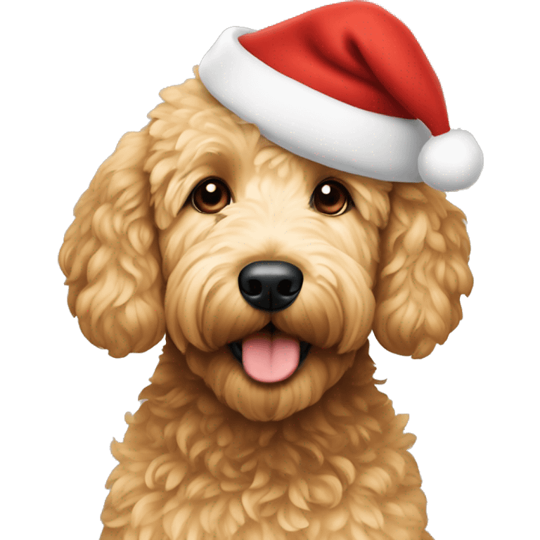 Goldendoodle wearing a Santa hat  emoji