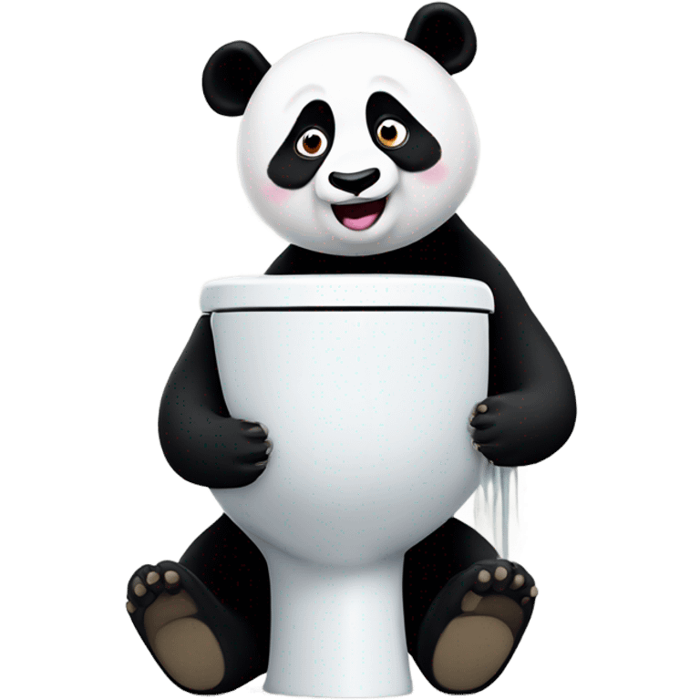 A panda watching tik tok on a toilet emoji