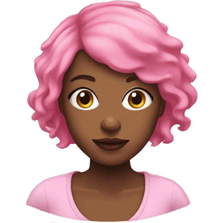 A black woman with pink short hair, movng er head Unnaturally to the left while her hair shimmies emoji