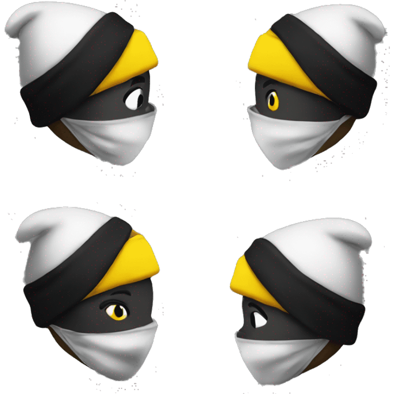 Robber black and white with a yellow face and with a black beanie emoji