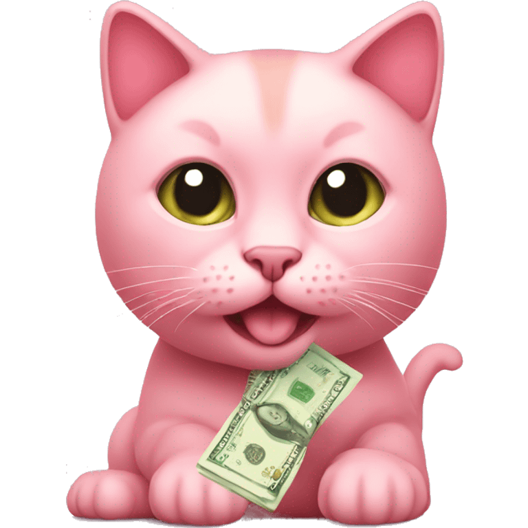 baby pink cat with money emoji