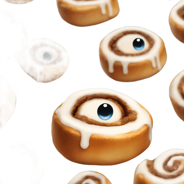 Cinnamon roll with eyes and legs emoji