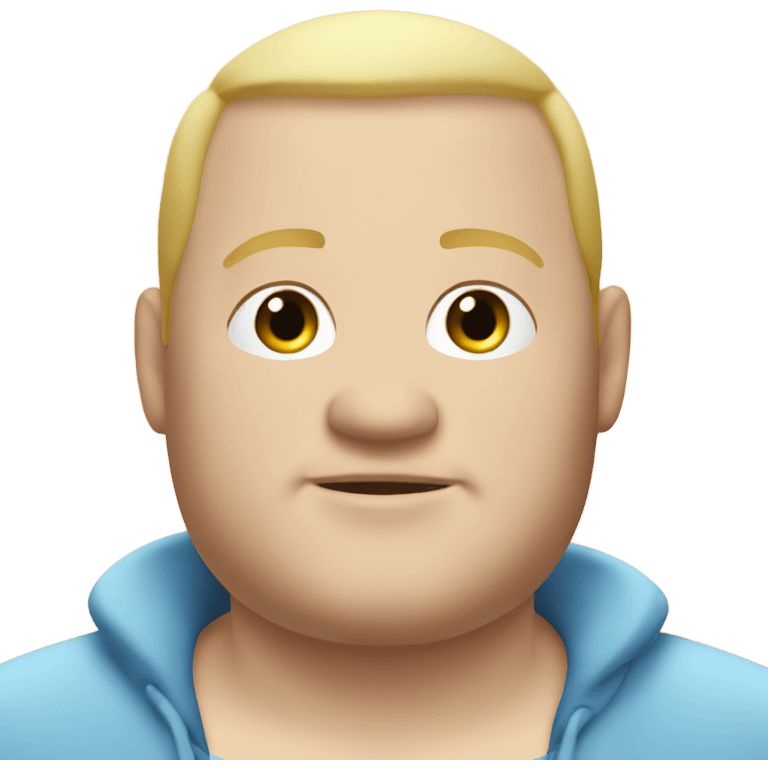 fat white guy with buzz cut, blonde hair and blue eyes emoji