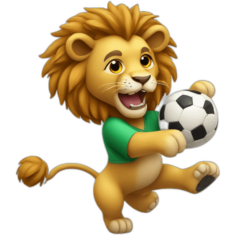 Small lion playing soccer emoji