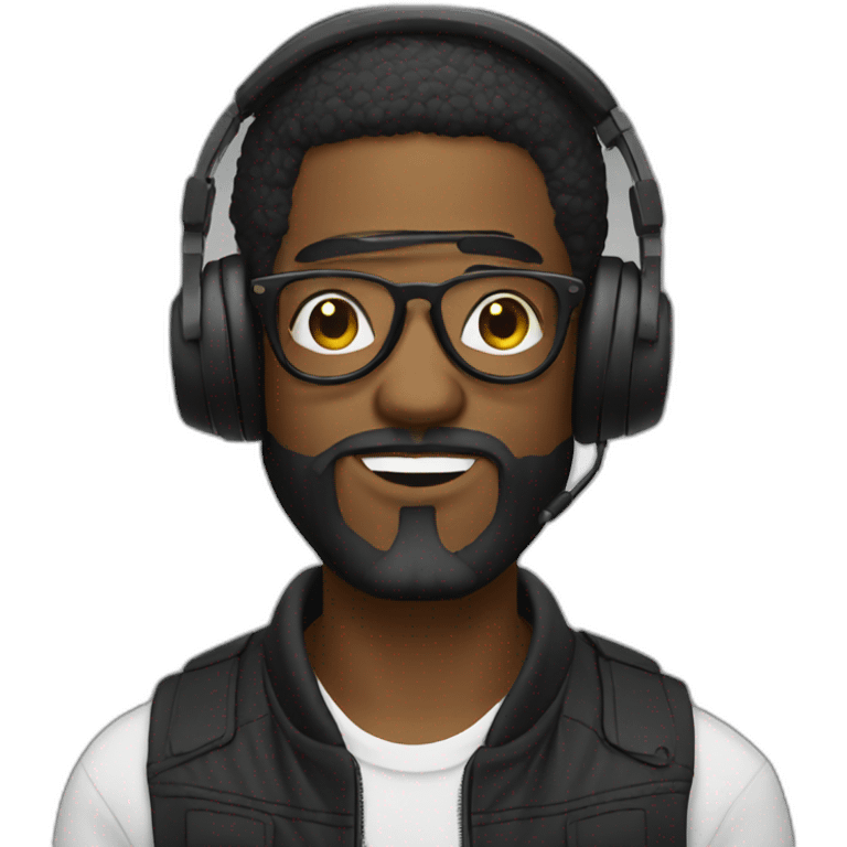 Black dj with a beard in glasses emoji