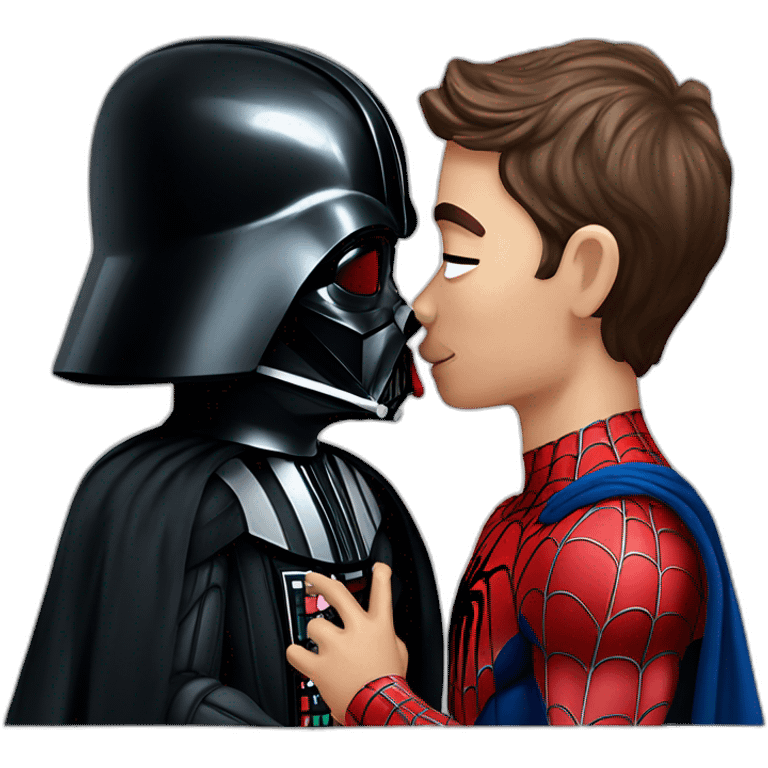 Darth vader and spider man kiss emoji