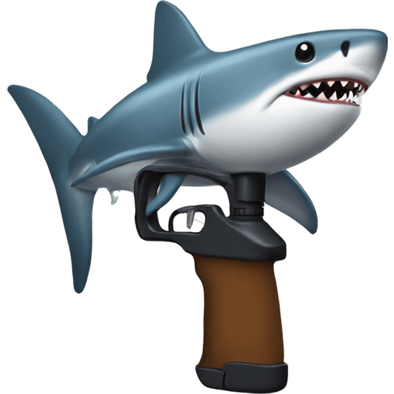 Shark holding a nurf gun emoji