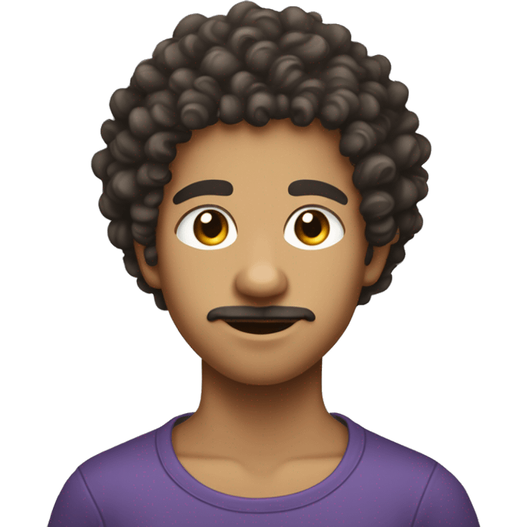 Curly hair lightskin teenager with a very little moustache and  a very little beard  emoji