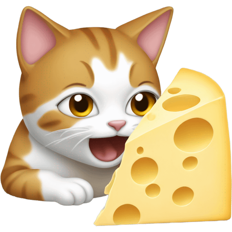 Cat eating cheese block emoji