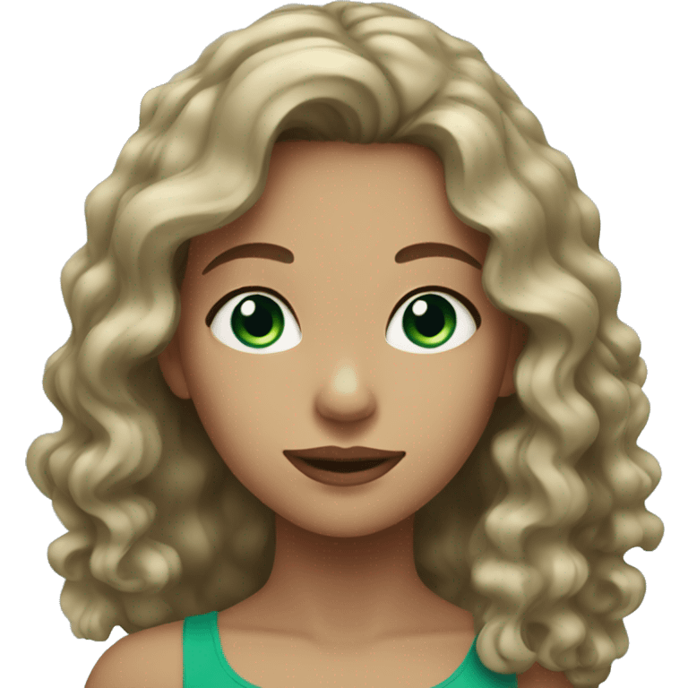 girl with dark blonde wavy hair and green-blue eyes  emoji