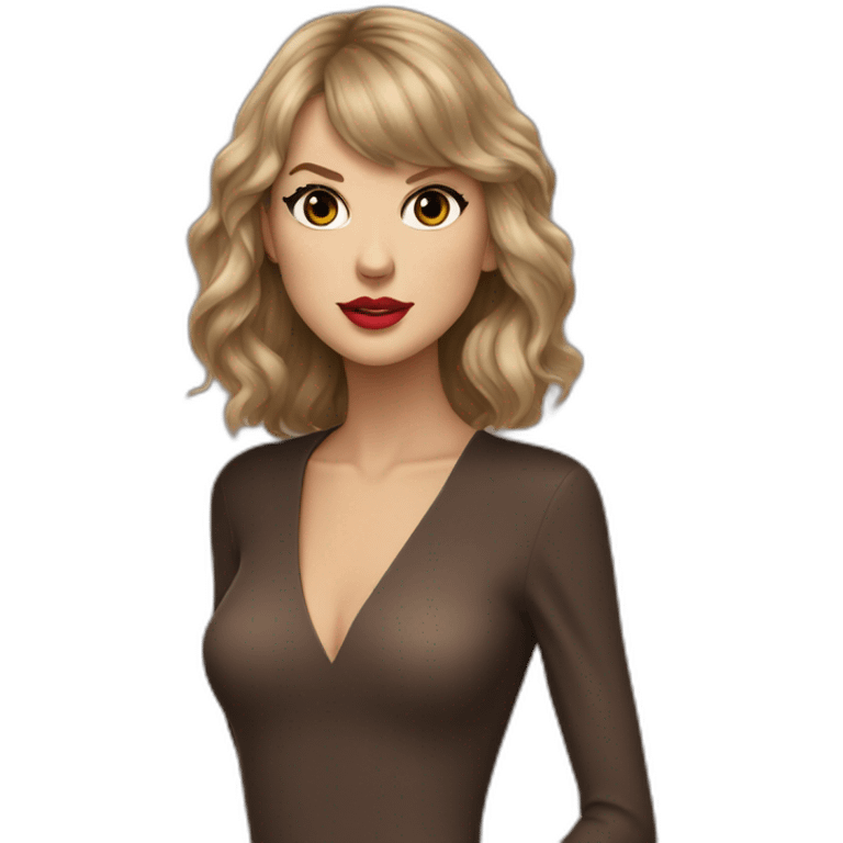 Taylor Swift `with a brown dress and a look lost in the void emoji