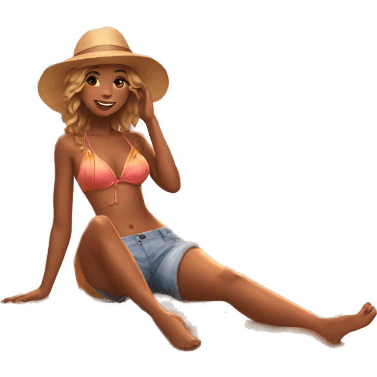 sunset beach girl emoji