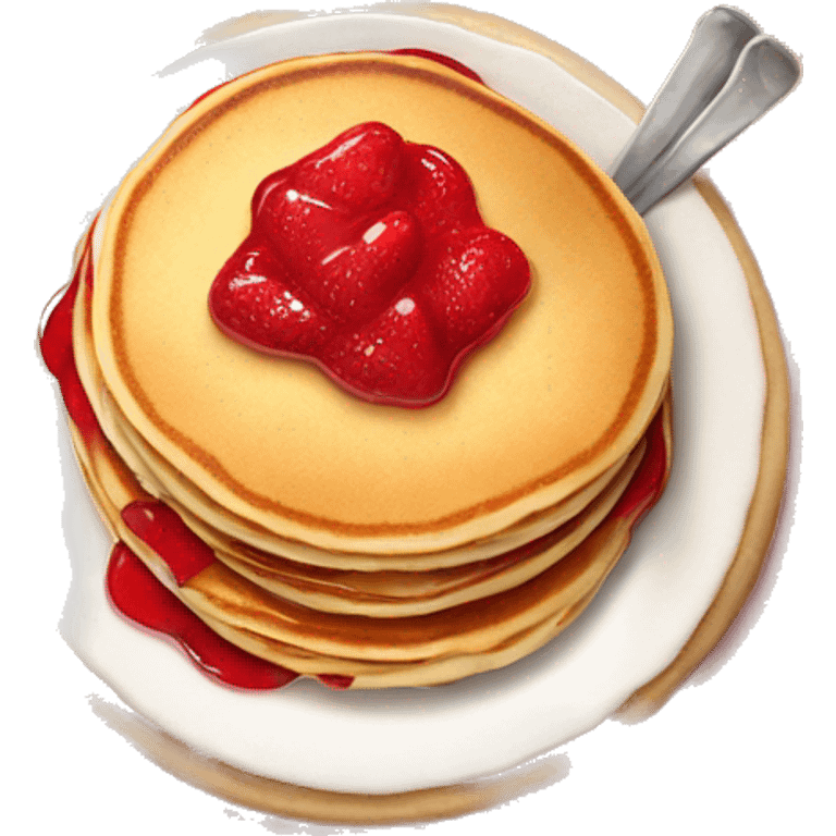 Cozy pancakes with strawberry jam  emoji