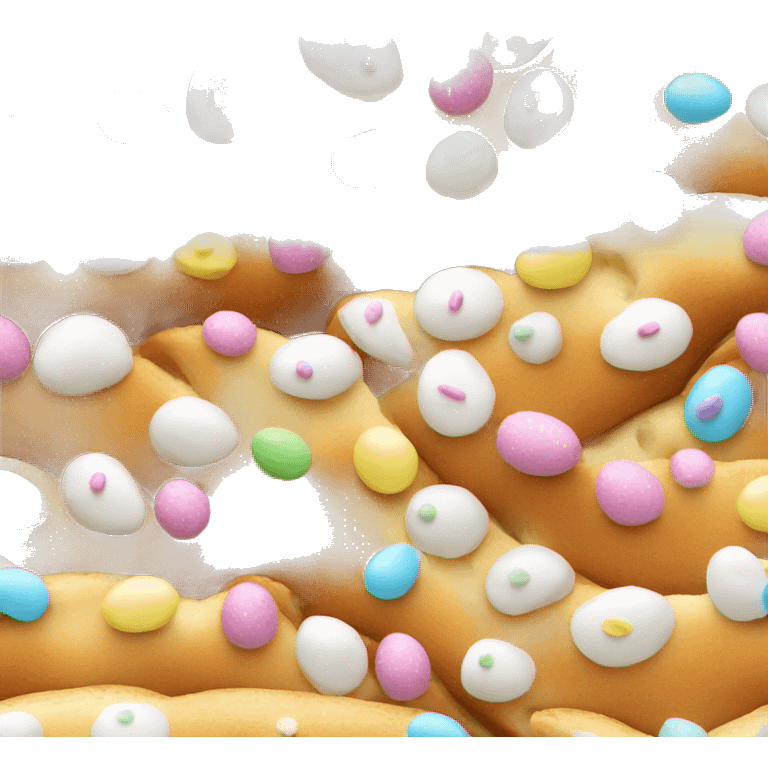 easter bread with white topping and sprinkles emoji