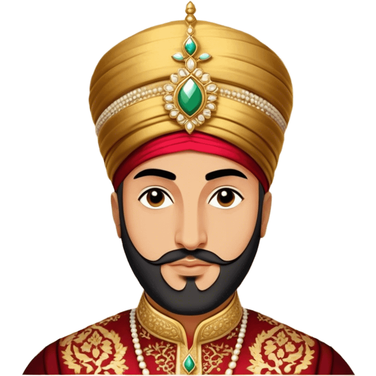 Suleiman the Magnificent – Cinematic Realistic Portrait of Suleiman the Magnificent, depicted as a regal Ottoman sultan in luxurious traditional attire with intricate patterns and a golden turban, his commanding gaze illuminated by warm, historic lighting, exuding majestic authority and timeless grandeur. emoji