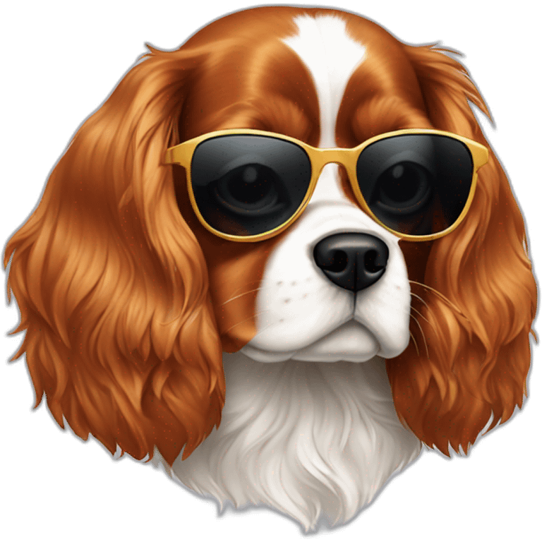 A cavalier King Charles with sunglasses  emoji