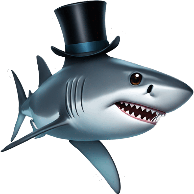 Shark with a top hat emoji