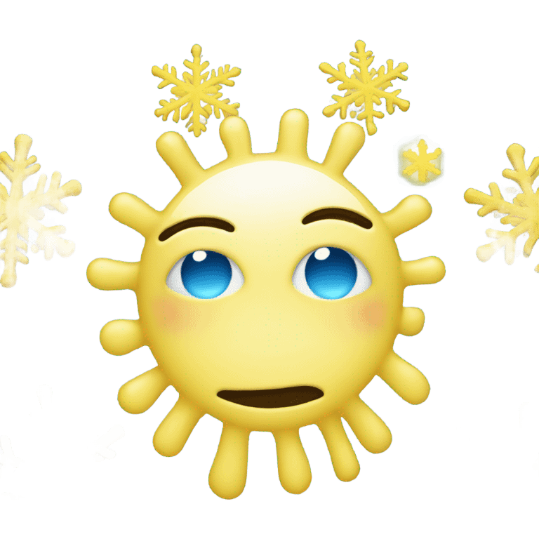 Ideal iPhone Yellow emoji face with 2 light blue snowflakes replacing  eyes  emoji