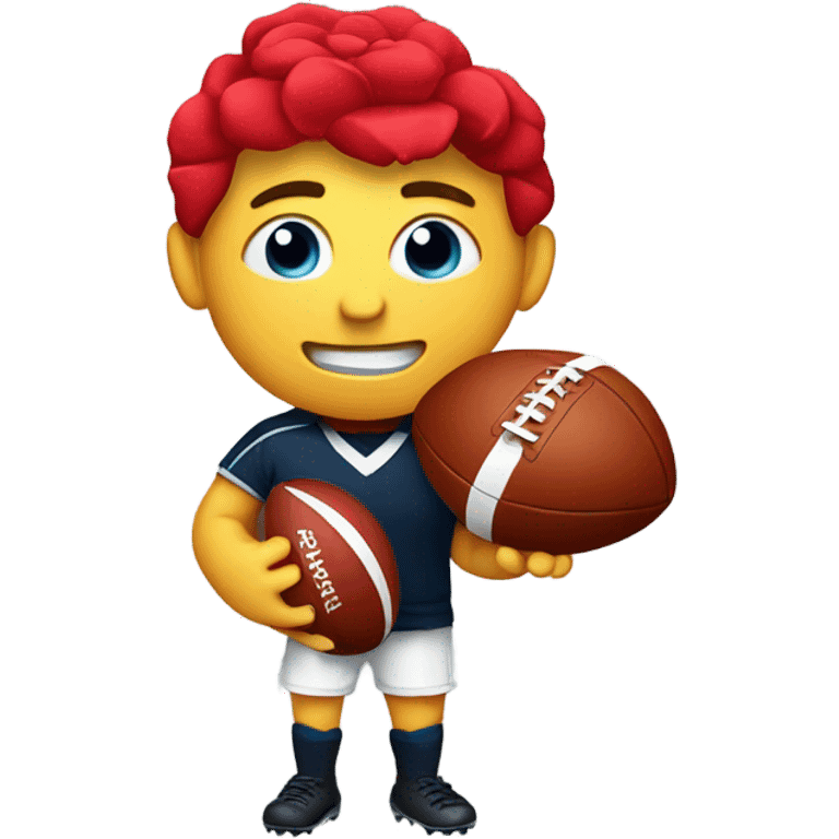 Red rose carrying rugby ball  emoji