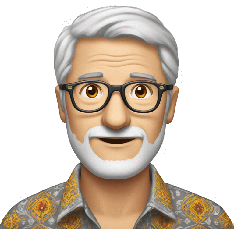 a European gray-haired man in a Ukrainian embroidered shirt, wearing glasses emoji